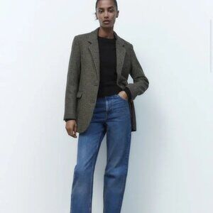 NWOT - Zara Houndstooth Wool Blazer - Size XS